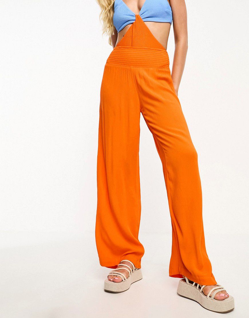 Pantaloni da mare arricciati in vita arancioni - Vero Moda - Modalova