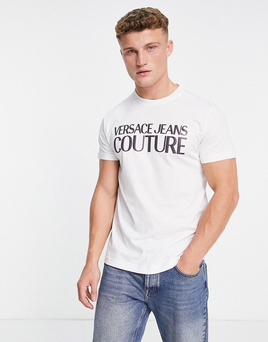 T-shirt bianca con logo grande - Versace Jeans Couture - Modalova