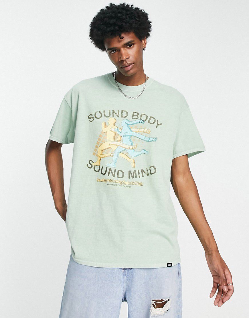 T-shirt con scritta "Sound Body Sound Mind" - Vintage Supply - Modalova