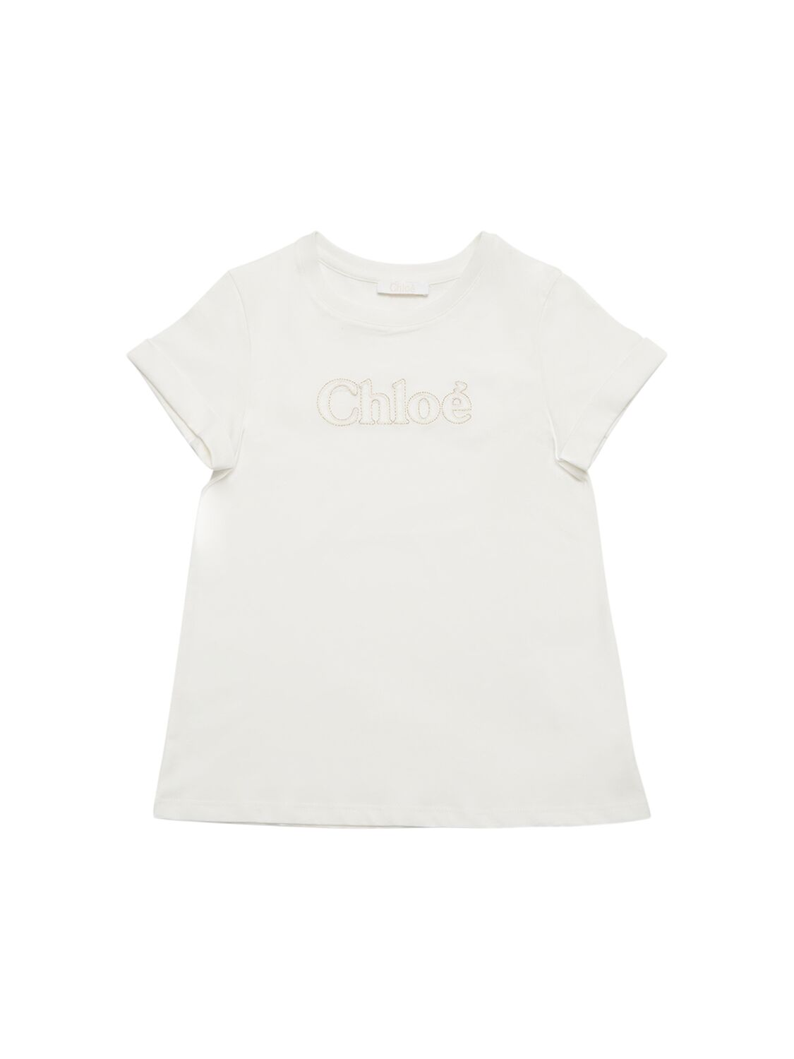 T-shirt In Jersey Di Cotone Con Logo - CHLOÉ - Modalova