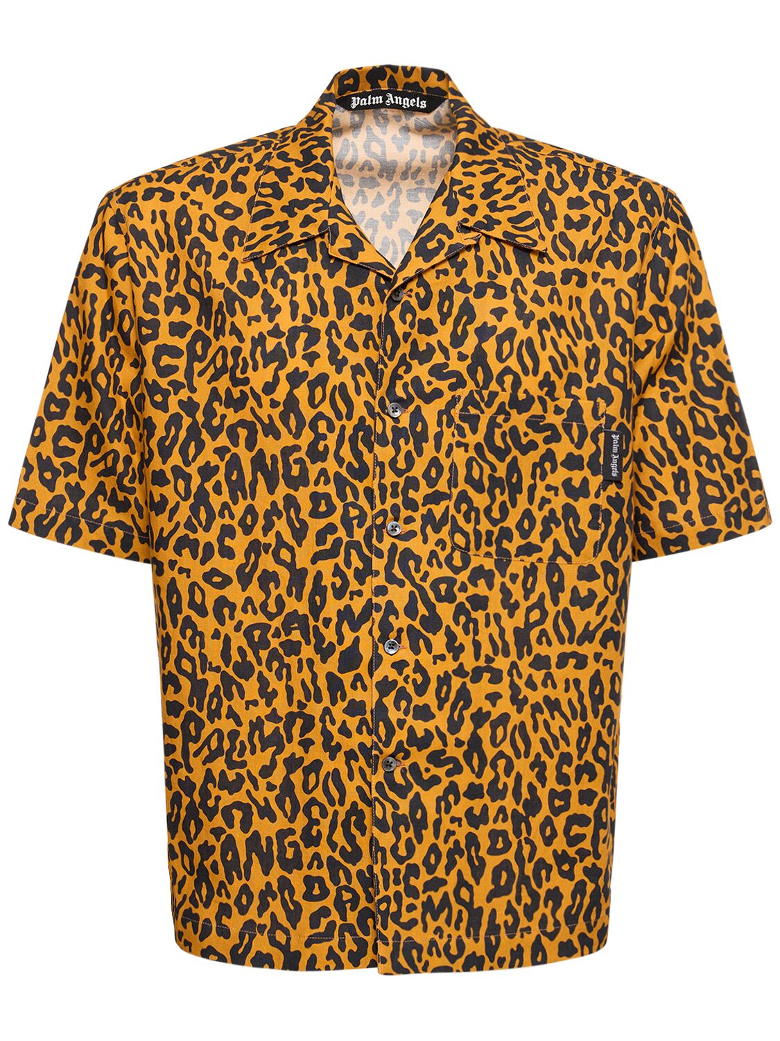 Camicia Bowling Cheetah In Misto Lino - PALM ANGELS - Modalova