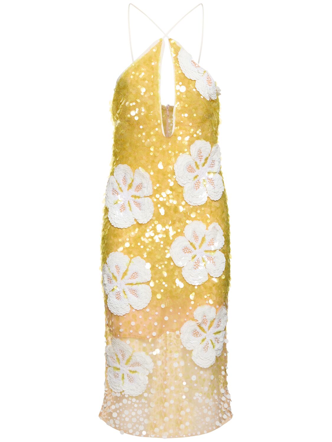 Hibiscus Embroidered Tulle Midi Dress - DES PHEMMES - Modalova