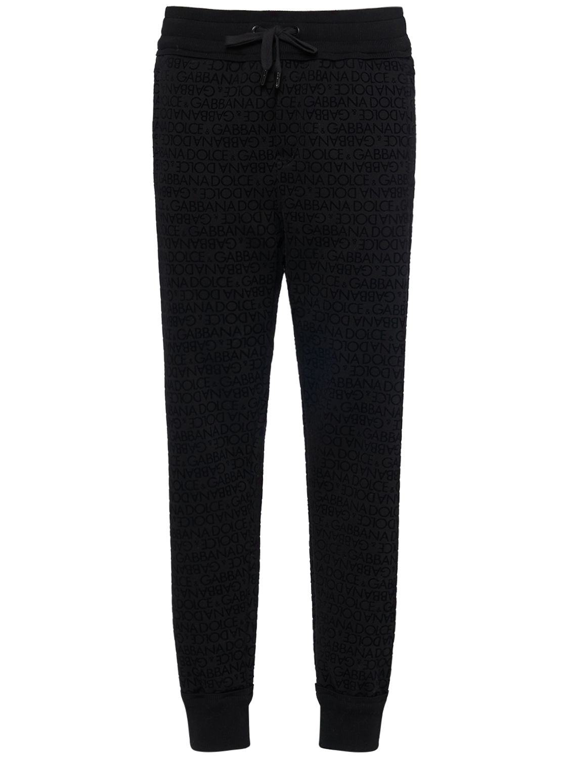Pantaloni In Jersey Di Cotone Con Logo Floccato - DOLCE & GABBANA - Modalova