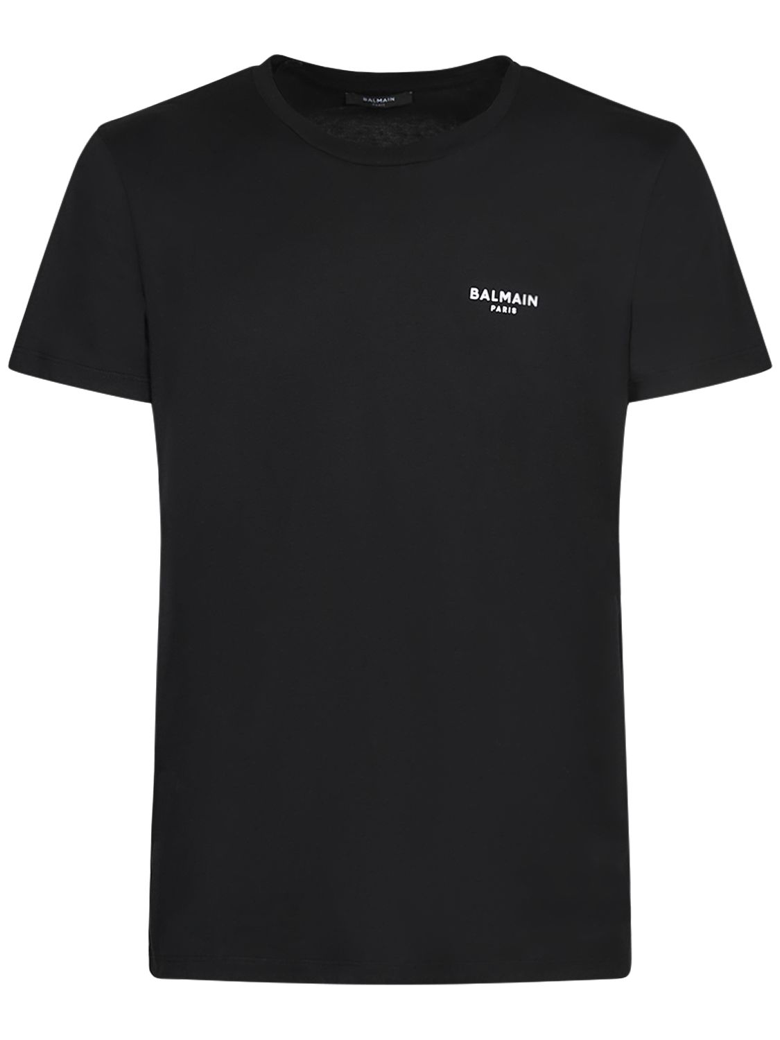 T-shirt In Cotone Organico Con Logo Floccato - BALMAIN - Modalova