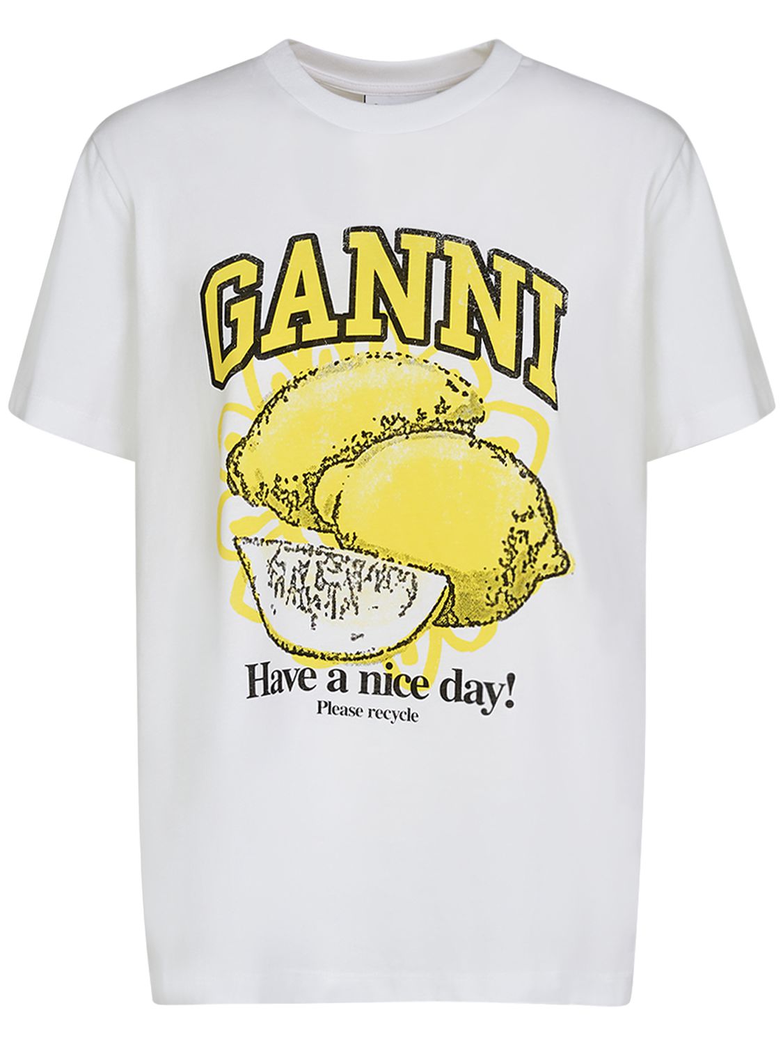 T-shirt Lemon In Jersey Di Cotone - GANNI - Modalova
