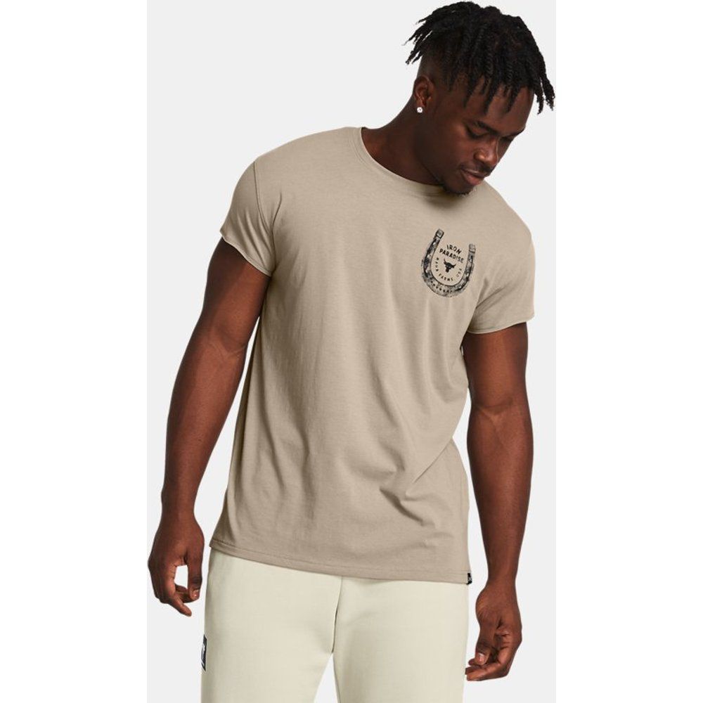 T-shirt Project Rock Balance Cap Sleeve da uomo Timberwolf Taupe / Nero L - Under Armour - Modalova