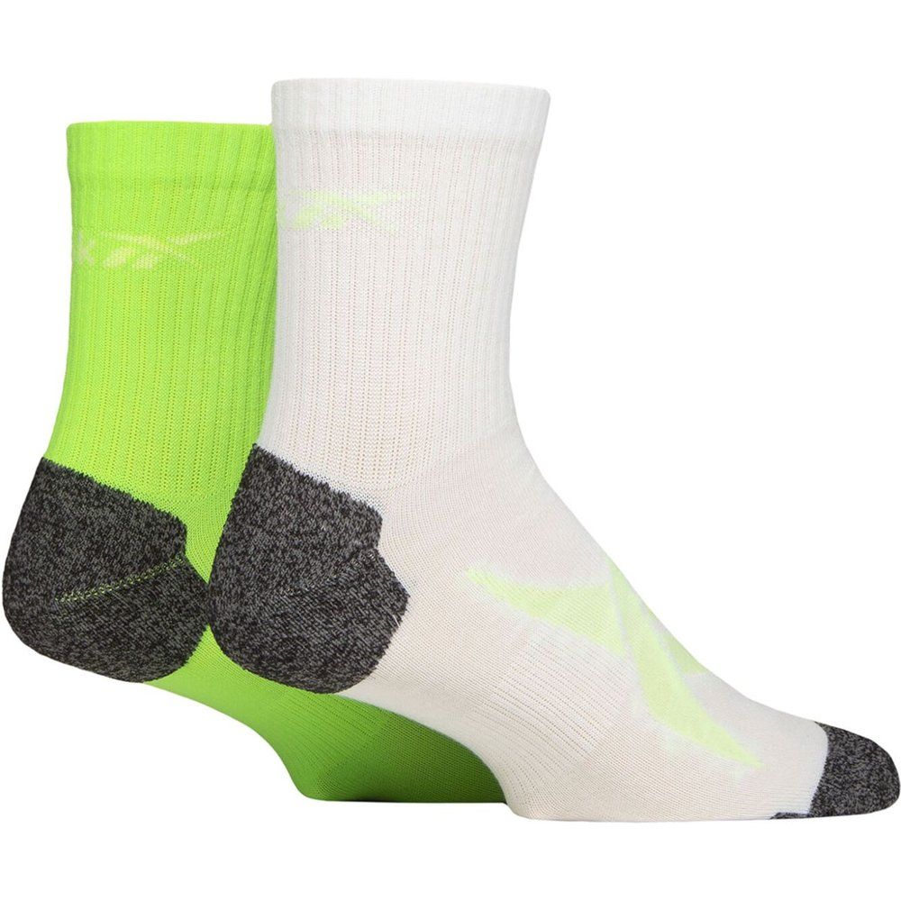 Mens and Women's 2 Pair Technical Recycled Ankle Technical Running Socks White / Green 2.5-3.5 UK - Reebok - Modalova