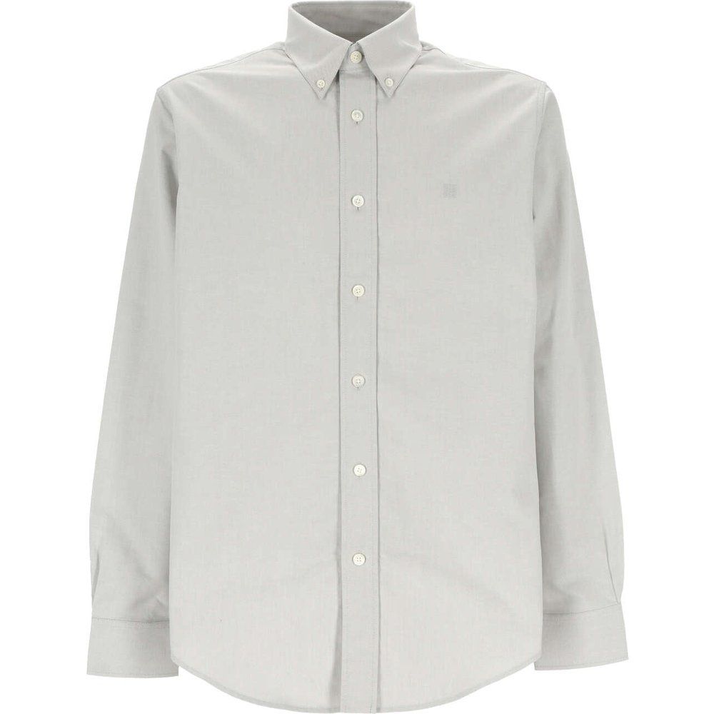 Camicia grigia con logo ricamato - Givenchy - Modalova