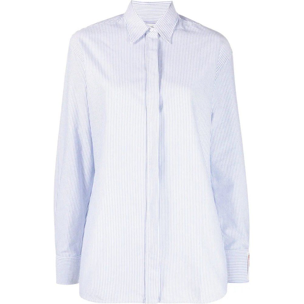 Camicia Oxford a righe in cotone bianco/blu - Golden Goose - Modalova