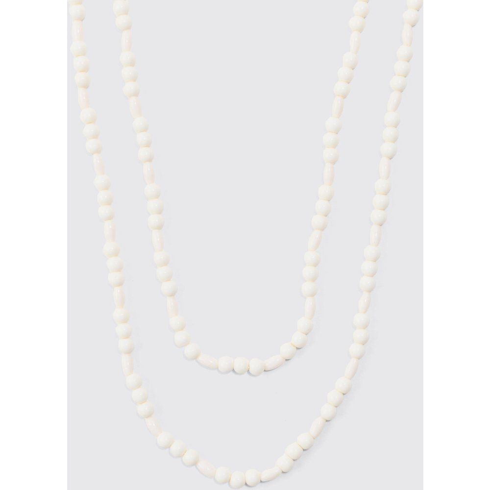 Collana a catena bianca a più fili con perle - boohoo - Modalova