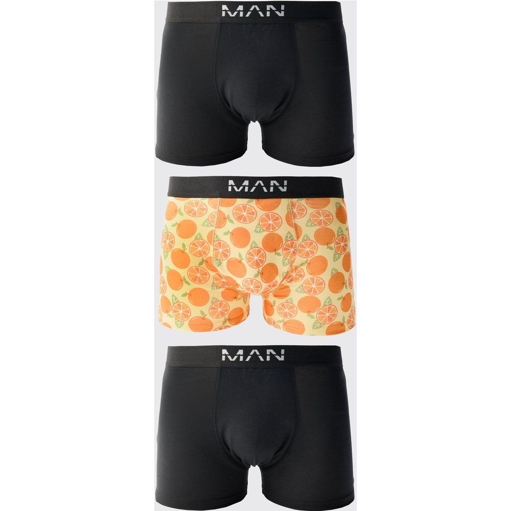 Boxer con stampa arancione - set di 3 paia - boohoo - Modalova