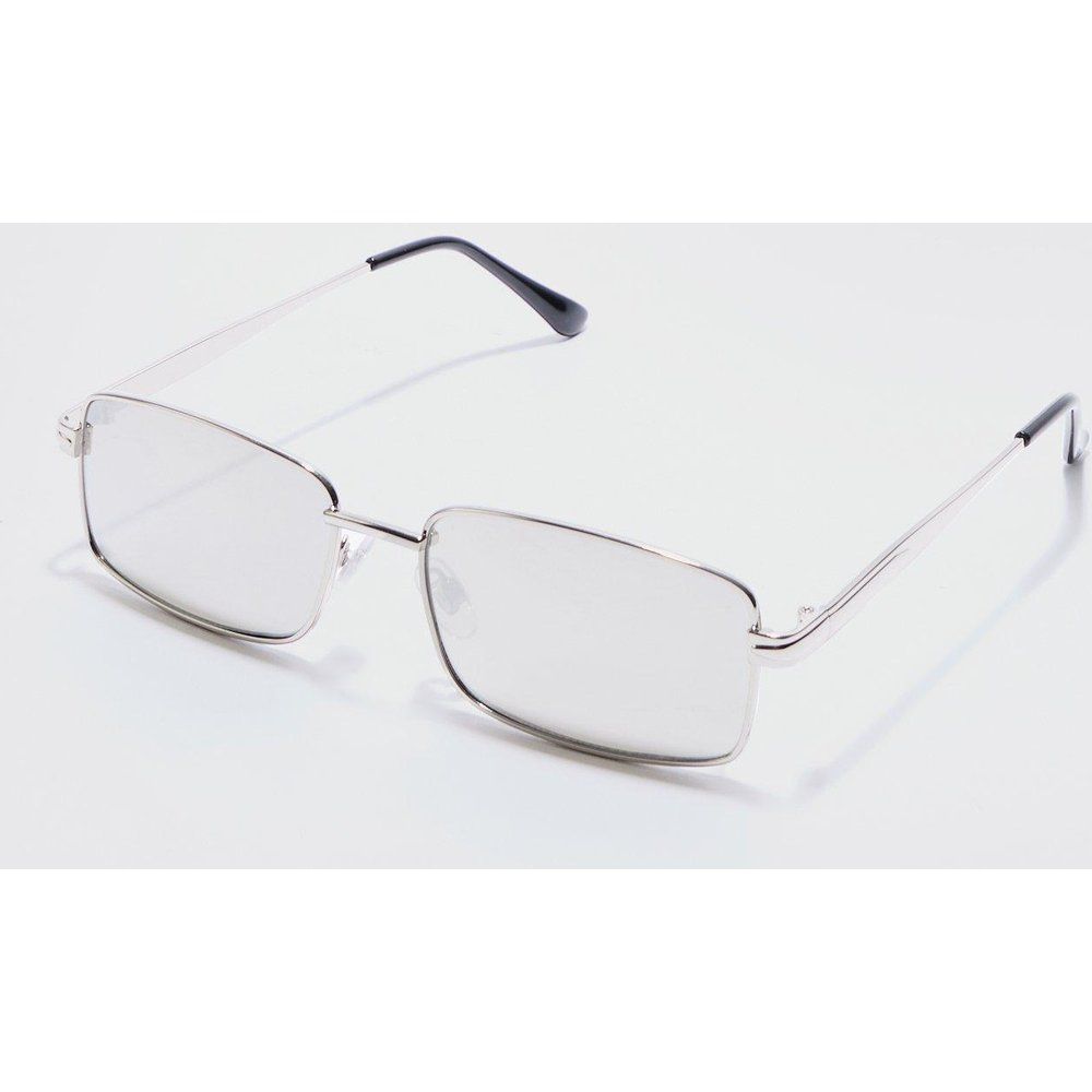 Metal Rectangular Sunglasses In Silver - boohoo - Modalova
