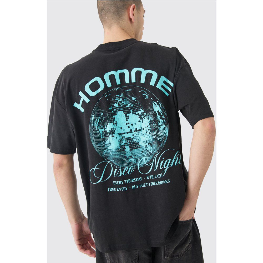 T-shirt oversize Homme con stampa Disco - boohoo - Modalova