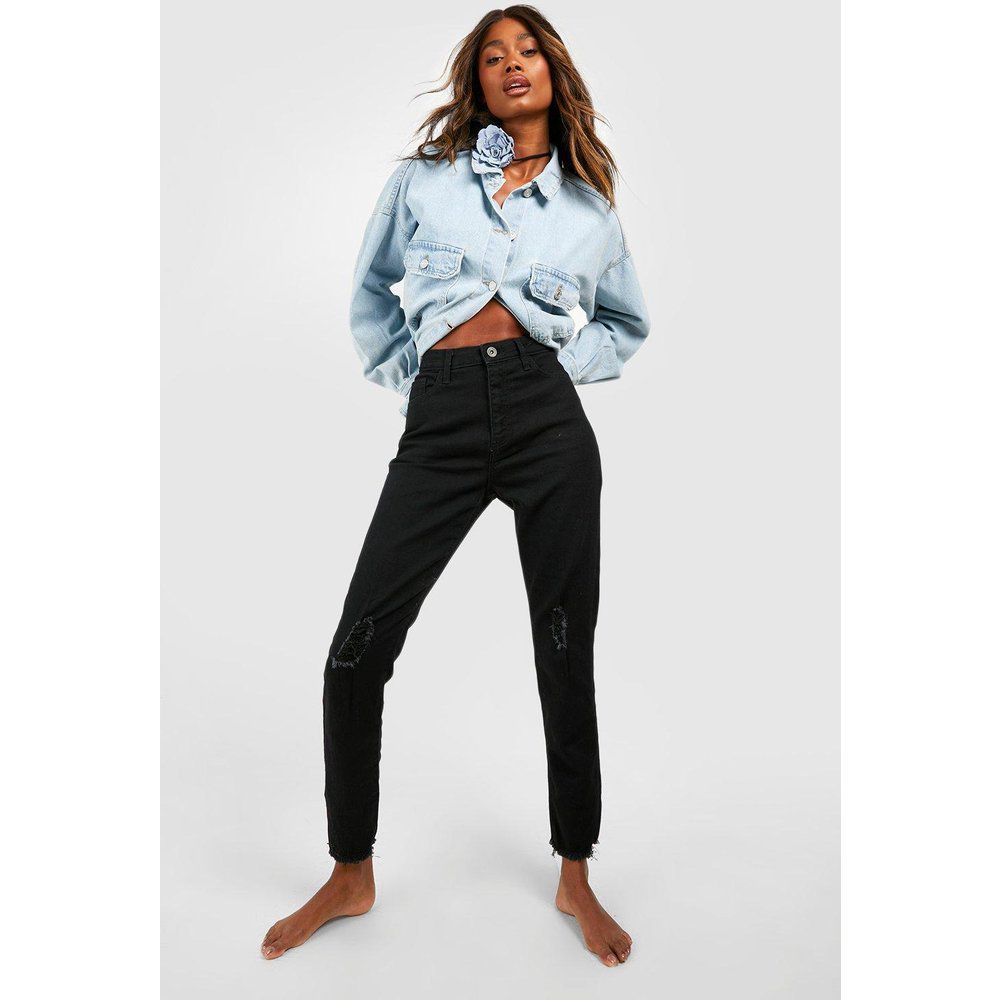Jeans Skinny Fit Basics a vita alta con strappi - boohoo - Modalova