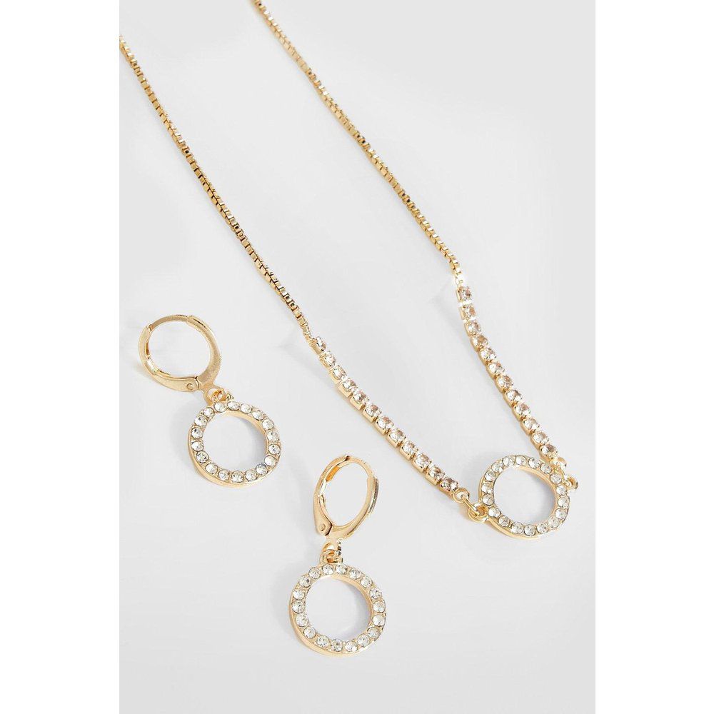 Set collana & orecchini a cerchio con strass - boohoo - Modalova