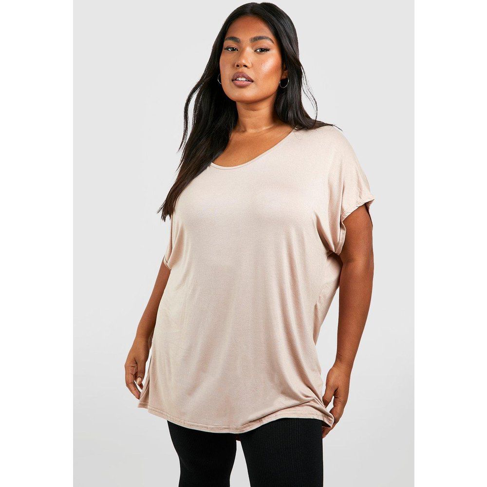 T-shirt Plus Size oversize, Beige - boohoo - Modalova