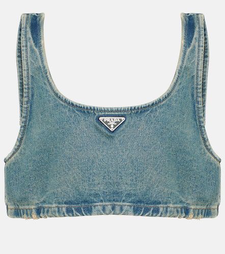 Prada Top di jeans con logo - Prada - Modalova