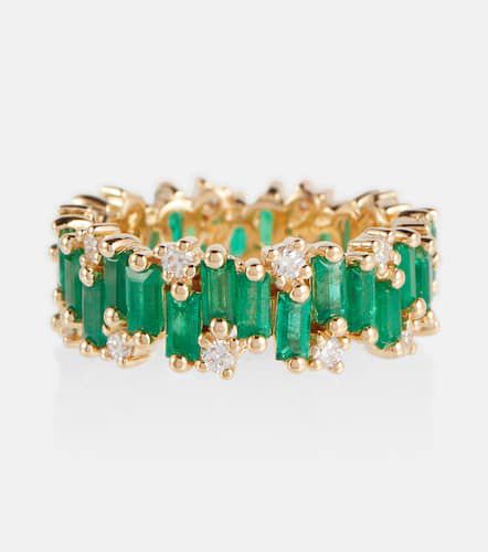Anello in oro 18kt con smeraldi e diamanti - Suzanne Kalan - Modalova