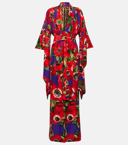 Vestaglia in seta con stampa - Dolce&Gabbana - Modalova