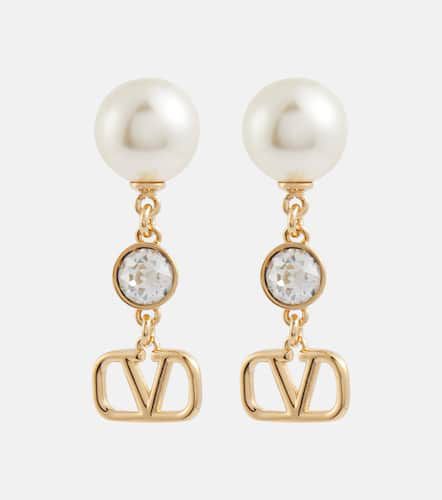 Orecchini pendenti VLogo con perle bijoux - Valentino - Modalova