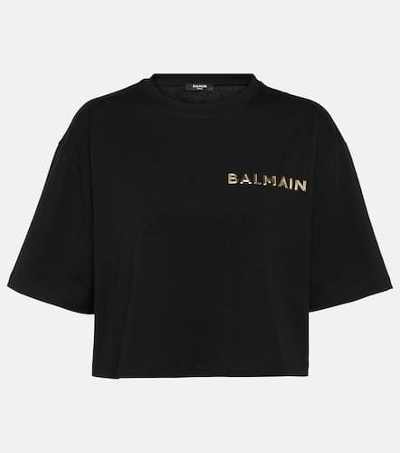 T-shirt in jersey di cotone con logo - Balmain - Modalova