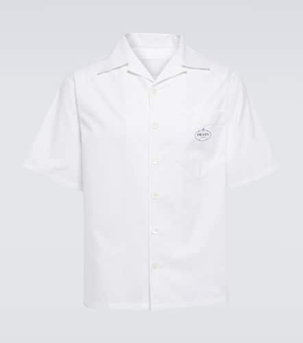 Camicia in popeline di cotone con logo - Prada - Modalova