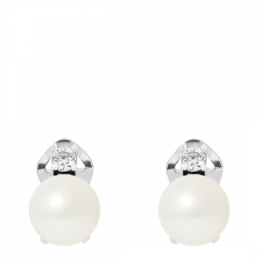 White Pearl Clip Earrings - Mitzuko - Modalova