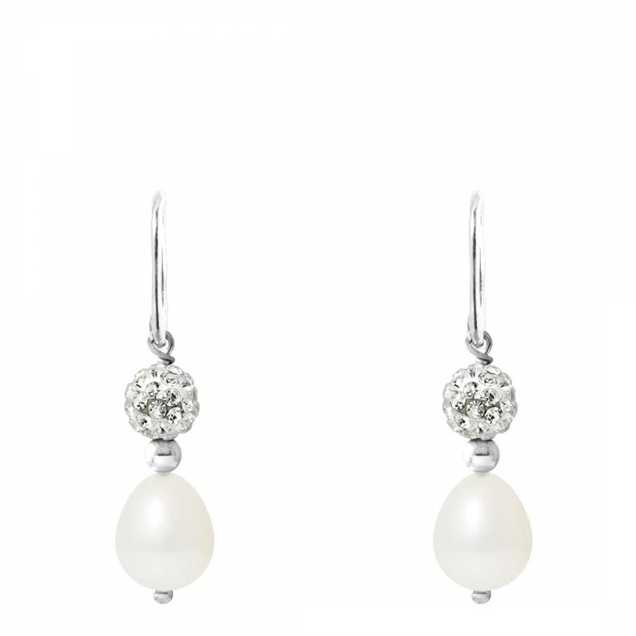 White Pearl And Crystal Earrings - Mitzuko - Modalova