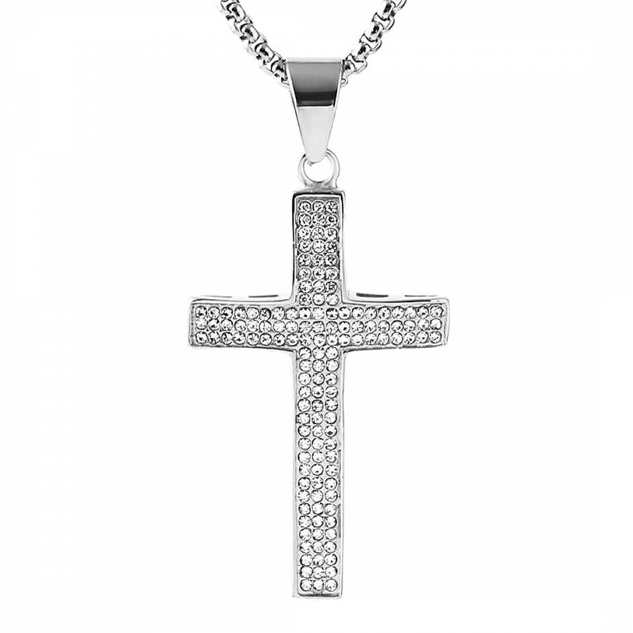 Silver Cross Cz Necklace - Stephen Oliver - Modalova