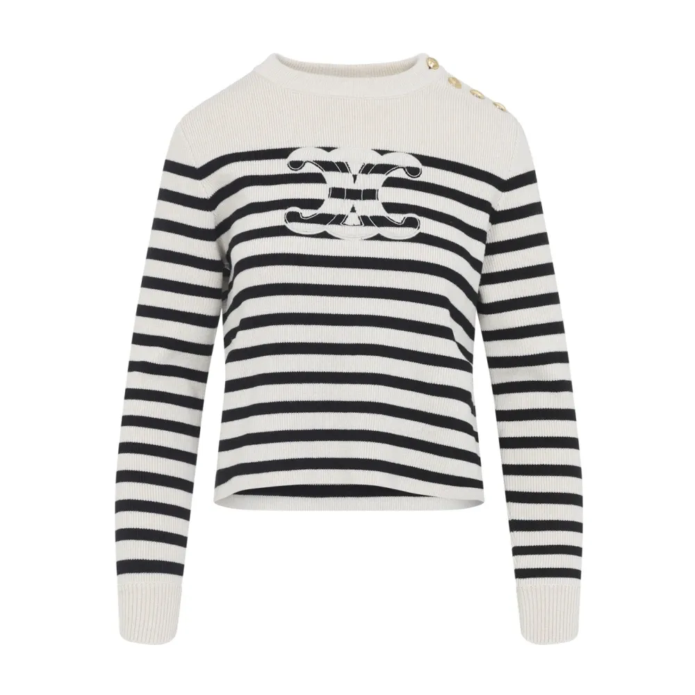 Striped Cashmere Wool Pullover - Celine - Modalova