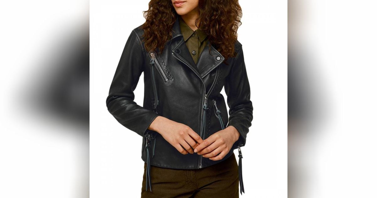 Carly leather clearance moto jacket