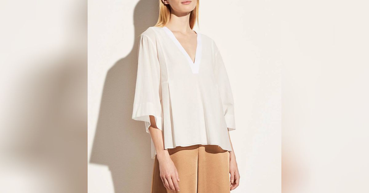 Vince Sleeveless Draped Stretch Silk Blouse