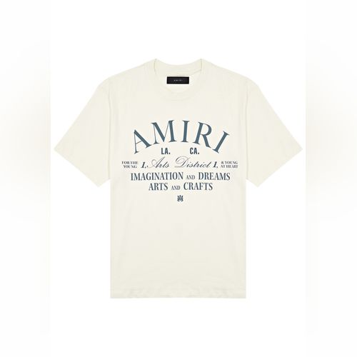 AMIRI Paint Splatter Gradient Logo Print Silk Twill Bowling Shirt