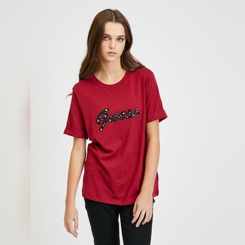 Guess red on sale t shirt women's