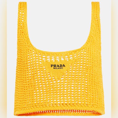 Prada Logo ribbed-knit silk crop top