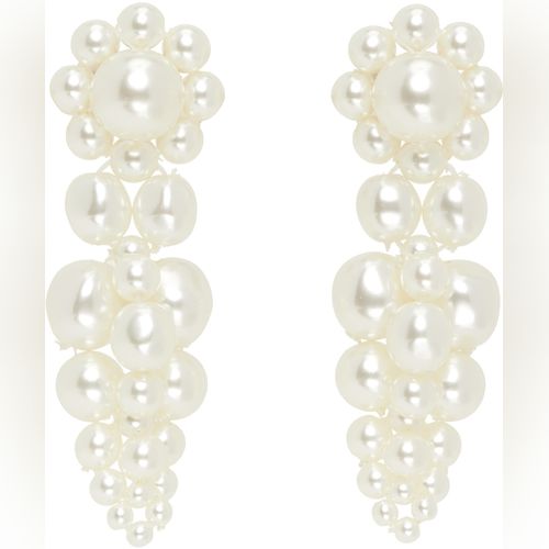 Xl Ribbon Drip Pearl Earrings By Simone Rocha