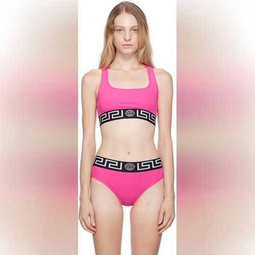 Versace Underwear Pink Greca Bra