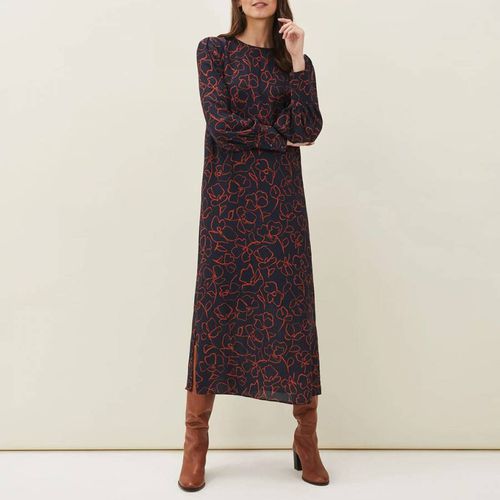 Phase Eight Tana Chain Print Midi Shirt Dress, Navy, 8